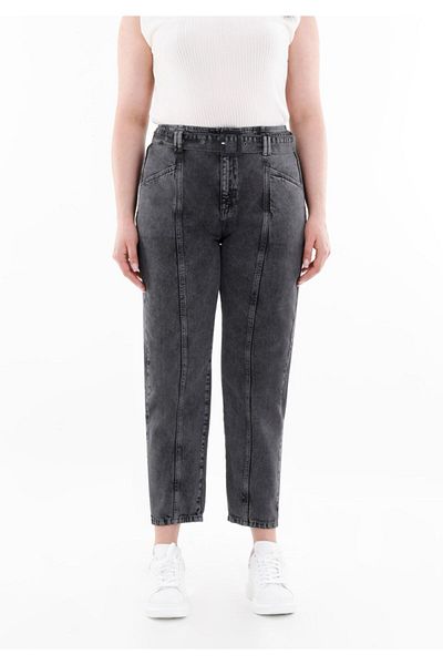 Guzella Black Ankle Length Jeans with Belt