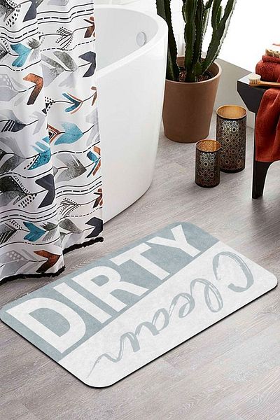 PINKIE HOME Digital Printed Non-Slip Base Dirty/clean Blue Bath Mat Double Toilet Set (40X60) (60X100)-p8