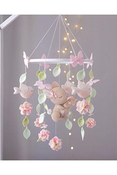 FN (MÜZİKSİZ)beşik Dönencesi Beşik Yanı Süsü Bebek Çocuk Doğal Odası Dekorasyon
