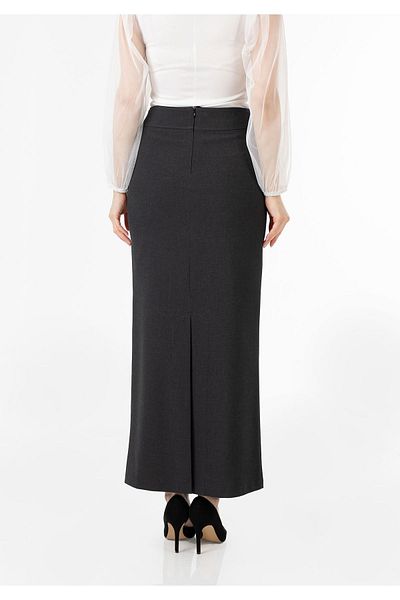 G-Line Anthracite Maxi Classic Skirt - With Back Zipper and Slit