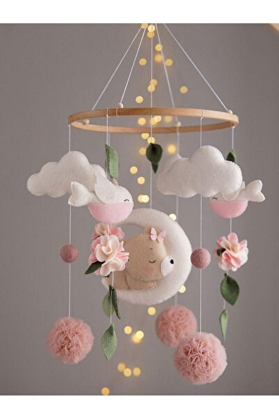 FN (MÜZİKSİZ)beşik Dönencesi Beşik Yanı Süsü Bebek Çocuk Doğal Oyuncaklar Oda...
