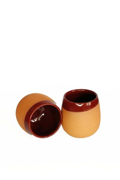 Avanos Toprak Kahve Yanı Su Bardağı 2'li