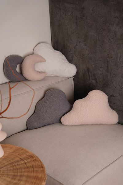 sevaradekor Teddy Pillow Boucle Cloud Aruncă pernă Gri Cloud Pernă cu umplutură interioară