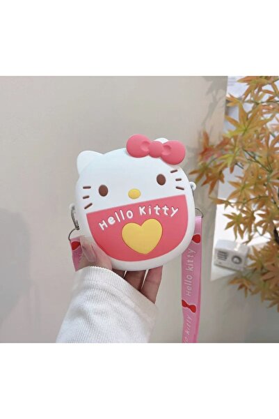synshop Kawaii Sanrio Hello Kitty Geantă pentru copii din silicon pentru fete, cu curea laterală pentru umăr, portofel reglabil