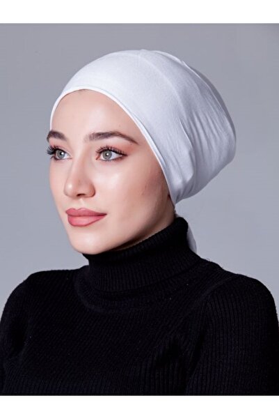 nanak Beyaz Likralı Kaymayan Bone