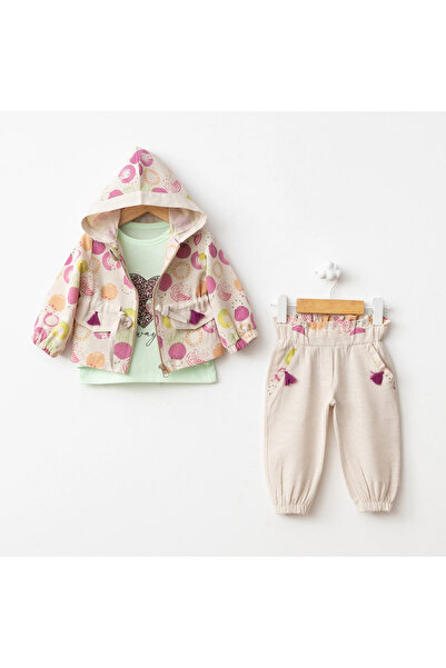 Baby Fou Green Polka Dot Linen Coat Suit