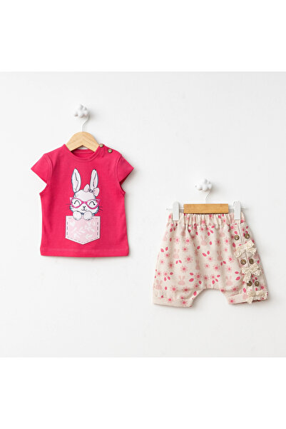 Baby Fou Flower Print Suit Pink