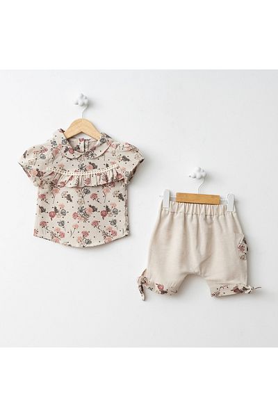 Baby Fou Rose Printed Shirt and Shorts Set