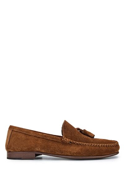 D LEPORI Men's Suede Leather Cinnamon Loafer Shoes