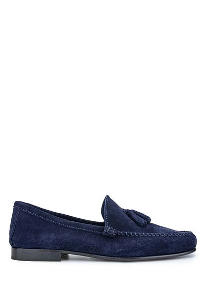 D LEPORI D.LEPORI Men's Loafer - Genuine Leather, Navy Blue Suede