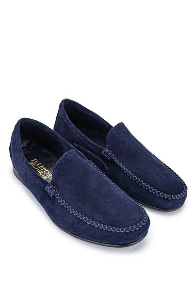 D LEPORI D.LEPORI Men's Loafer - Genuine Leather, Navy Blue Suede