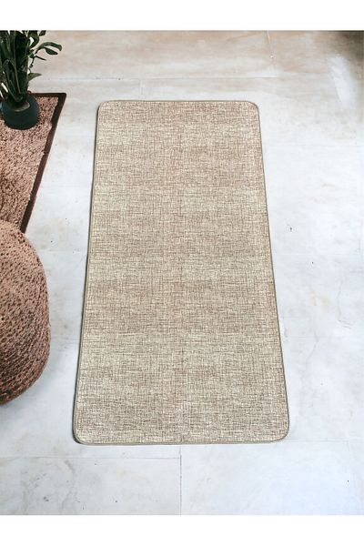 Prizma 2 Pieces Non-slip and Washable Bath Rug and Mat - Light Coffee (60x100) (50x60)cm