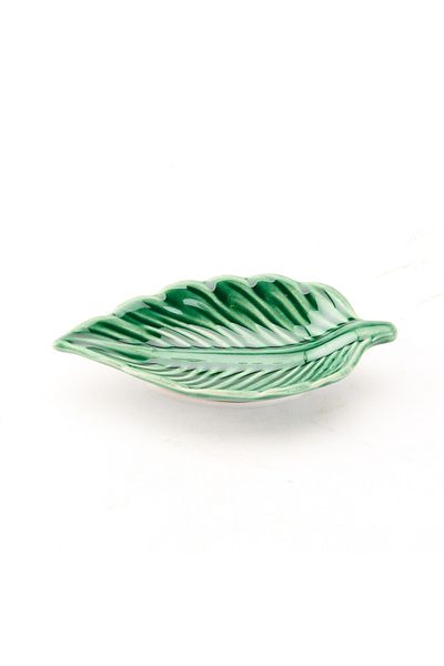 İpek Green Ceramic Leaf Snack Bowl - 13x7 cm