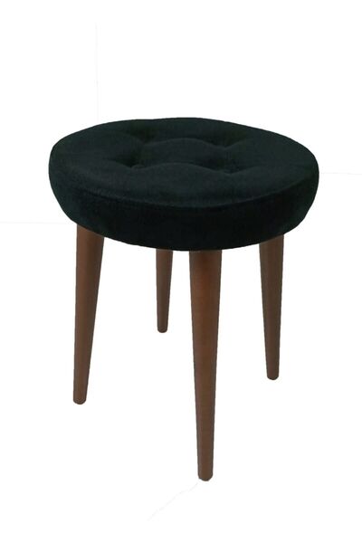 Ünüvar Konsept Tabure Puf Siyah - Ceviz Ayak