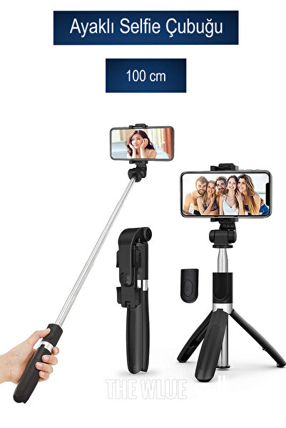 The Wlue Ultra Thin 3in1 Bluetooth Kumandalı Ayaklı Selfie Çubuğu 100 cm Komp...
