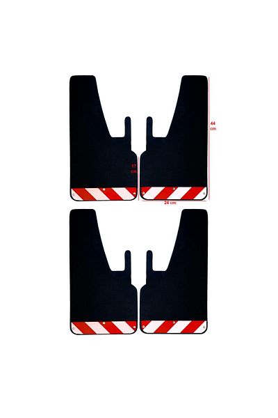 Yeni Dünya Mitsubishi L300 - 4-Piece Red-White Highlighter Mudguard Dust Cover Set Mıt0fx00902