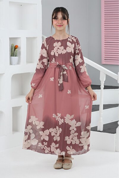 Asortik Kids Довга шифонова сукня - молода дівчина, квітковий візерунок