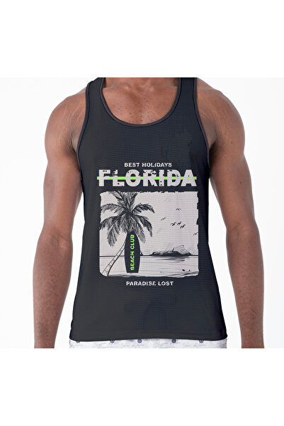 Miami Beach Patterned Zero Sleeve Breathable Fabric Men's Athlete