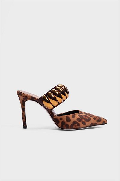 Milaura Leopard Patterned Women's Slippers - Thin Heels, Model 20366