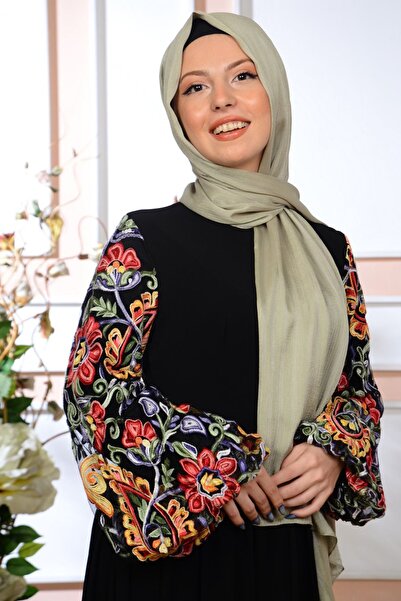 isometric Yazlık Parlak Çizgi Desenli Günlük Ve Abiye Için Çağla Yeşili Şifon...