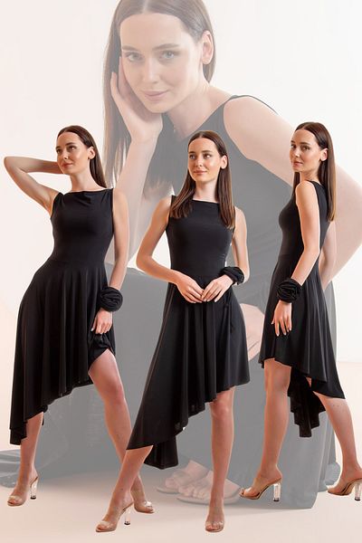 Laranor Asymmetrical Design Boat Neck Dress