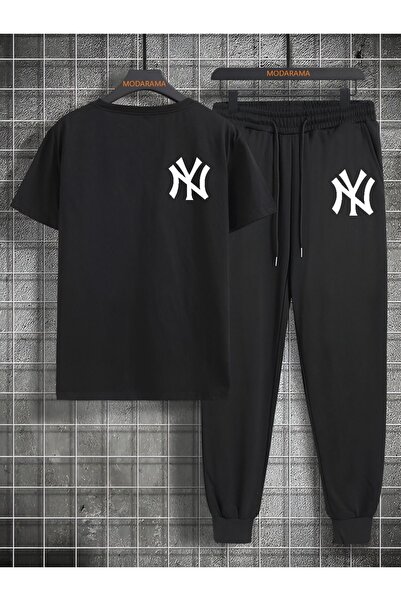 ADWAX طقم تي شيرت رياضي بتصميم نيويورك مطبوع