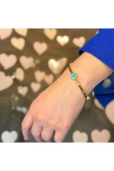 Housess Blue Beaded Model Handcuff Bracelet