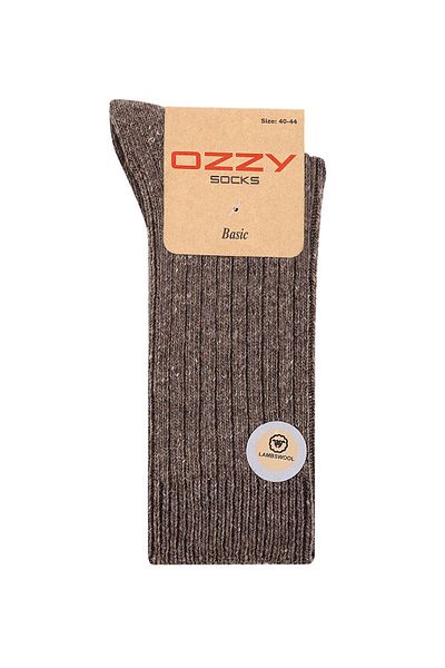 Ozzy Socks 1 ζευγάρι χειμερινές καφέ ανδρικές κάλτσες ύπνου από μαλλί αρνιού απαλή αφή