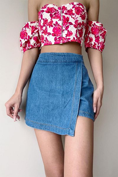 Carpe Denim Shorts Skirt