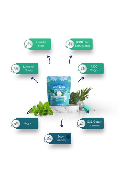 TBRUSH Koruyucu Ve Ferahlatıcı Ağız Çalkalama Tableti , Alkolsüz ve Vegan