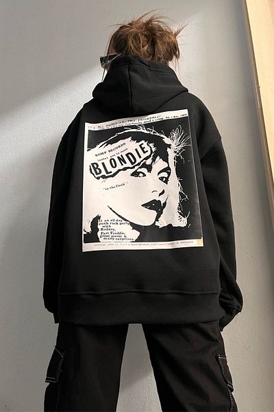 Carpe Черен суитшърт Blondie с 3 нишки и оверсайз