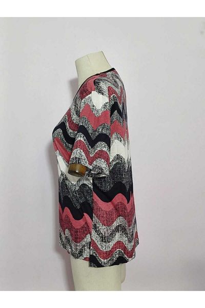akgül giyim Summer New Season Patterned Short Sleeve Mother Blouse Model