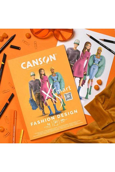 Canson Xsmart Fasion Design Drawing Notebook 180g 30 Sheets A4 Sketch and Marker Drawing Block Mix