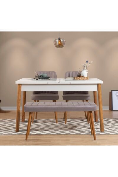 Uvi Collection Stormi Mutfak Açılır Masası Takımı Soho Gri 0701 Beyaz Atlantik