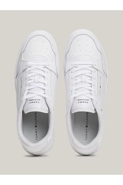 Tommy Hilfiger Erkek TH Essential Cleat Deri Basketbol Ayakkabısı - Beyaz