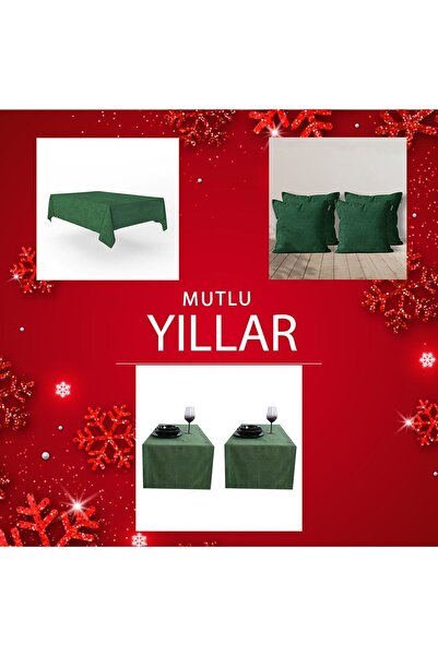 GOCCIA HOME Yılbaşına Özel Şık Ve Kaliteli Masa Örtüsü,2'li Runner Ve 4'lü Kı...