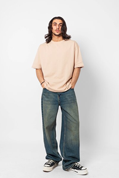 Sekizbiraltı Μπεζ Premium Oversize Tshirt - 816 Design Basic