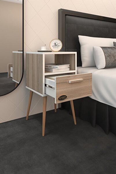 Kenzlife Komodin Budurgan Crd 74*39*39 Ahşap Ayaklı Raflı Çekmeceli Komidin Kitaplık