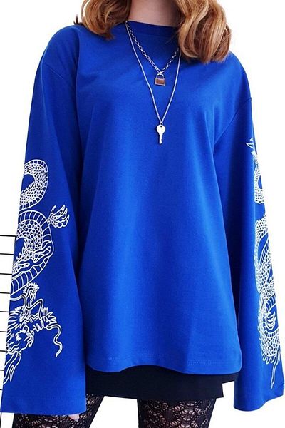 Carpe Hanorac unisex Dragon cu mânecă spaniolă albastră