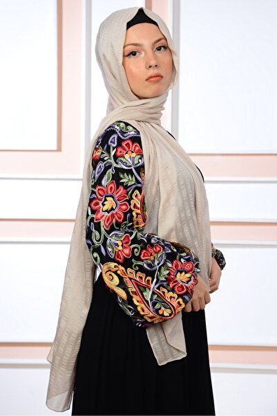 isometric شال شيفون من فرو المنك بنمط خط لامع - للصيف والمناسبات اليومية والسهرة