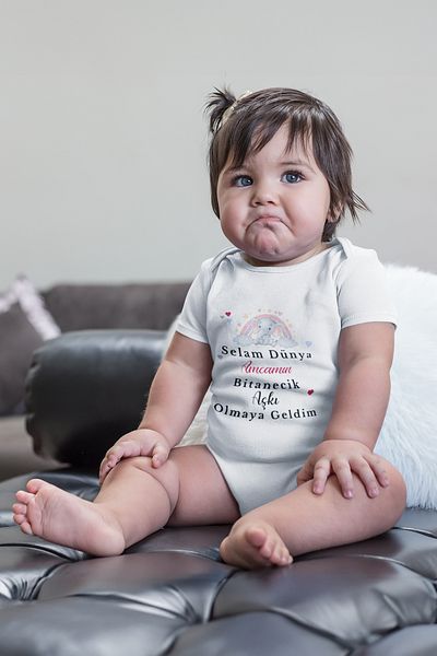 ADABEBEK 20410 Model Bodysuit for Baby Girl Color Snap Body - Printed with Love and My Uncle's Text