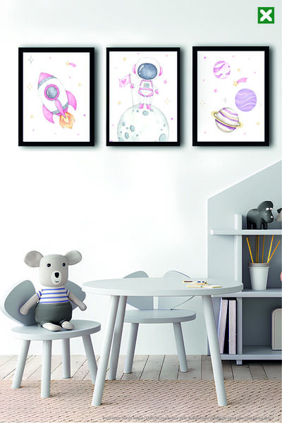 TABLOX Set de pictură modernă din MDF cu aspect de cadru din 3 piese cu temat...