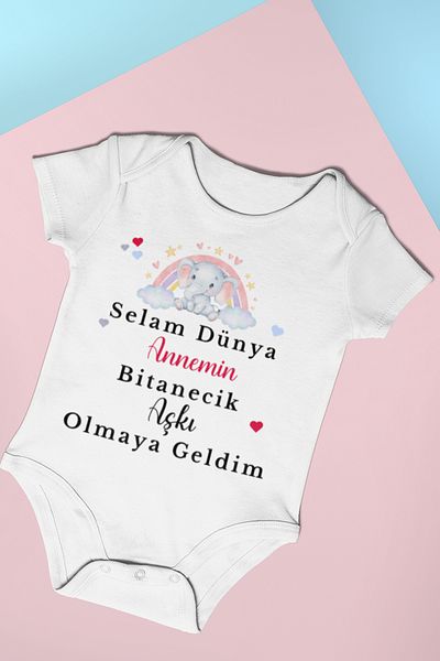 ADABEBEK Printed Love Printed Snap-On Bodysuit for Baby Girl - 20403