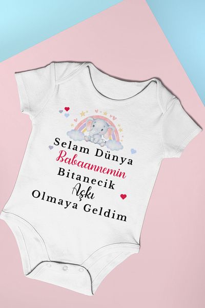 ADABEBEK Printed Love Printed Snap-On Bodysuit for Baby Girl - Bodysuit Color 20407