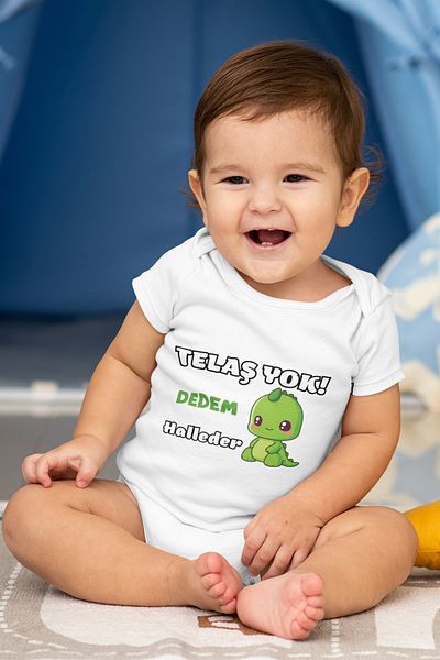ADABEBEK Baby Boy Snap-On Bodysuit - Bodysuit Handle, Text Print, 20528