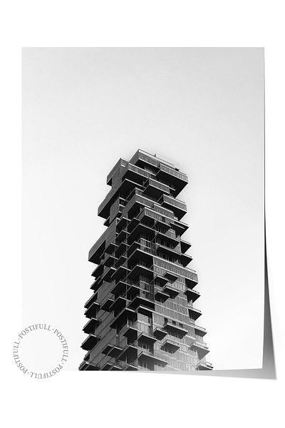 Postifull Ασπρόμαυρη αρχιτεκτονική αφίσα - Art Print, NO:241, Αισθητική διακόσμηση τοίχου γραφείου, κάθετη