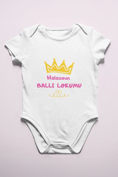 ADABEBEK 15652 Model Printed and Honey Turkish Delight Snap Body for Baby Girl