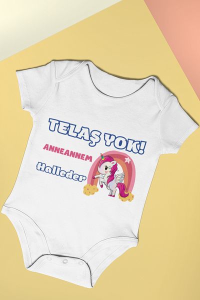 ADABEBEK Halleder Printed Baby Bodysuit with Snap Fasteners - 20521