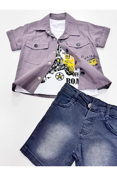 Esterella Set Aus Leinenhemd, T-shirt Und Shorts Für Jungen – Kurzarmhemd