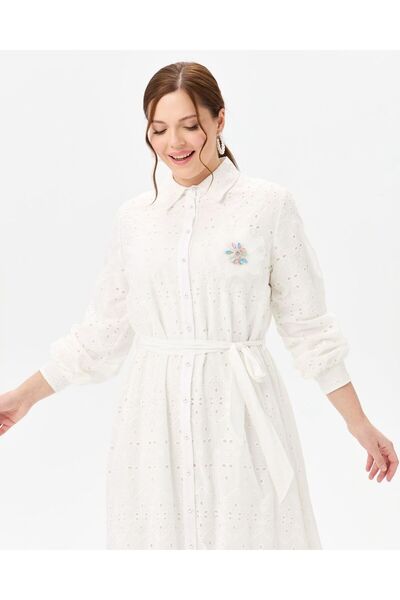 FUAT GÜRSEN Φόρεμα Koton - Κέντημα Guipure με εσωτερική επένδυση και μανσέτες